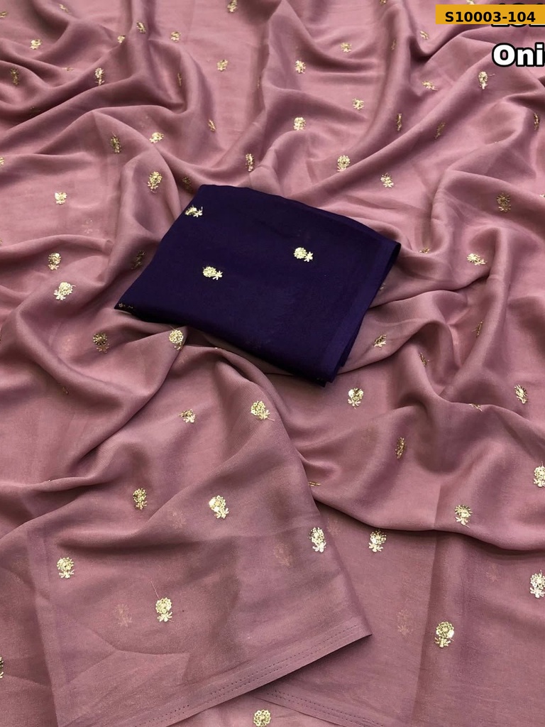 Fancy Star Georgette Embroidery Sarees