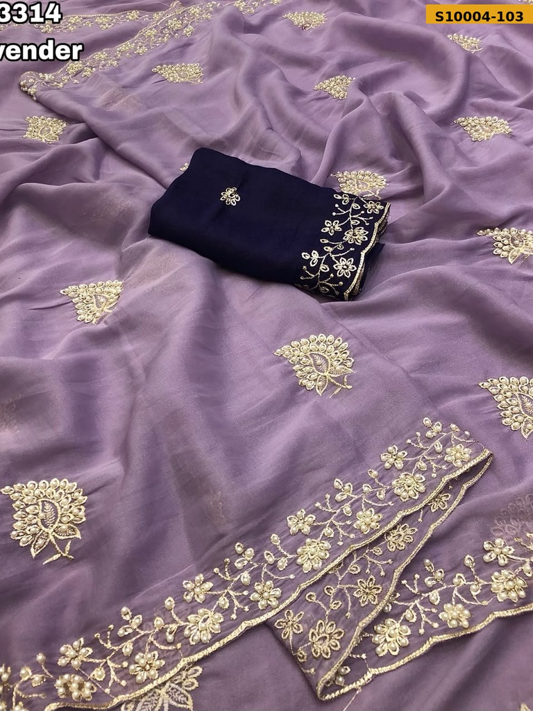 Fancy Star Georgette Embroidery Sarees