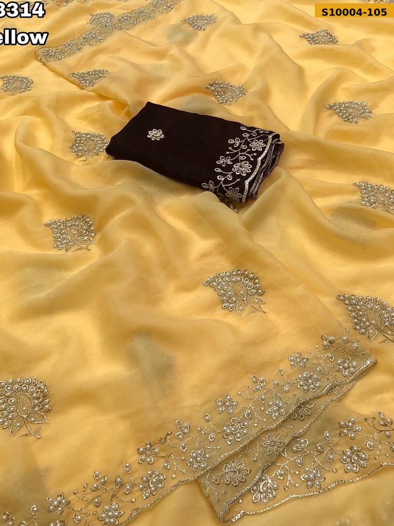Fancy Star Georgette Embroidery Sarees