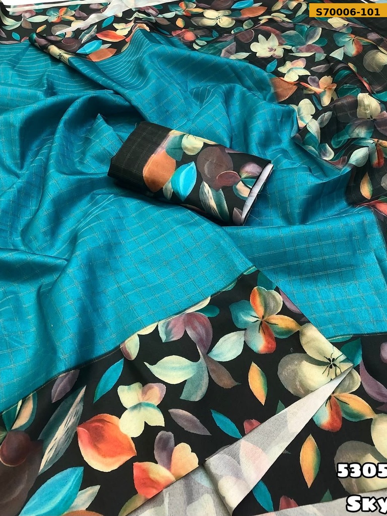 Fancy Soft Silk Checks Weaving Saree(S-90)