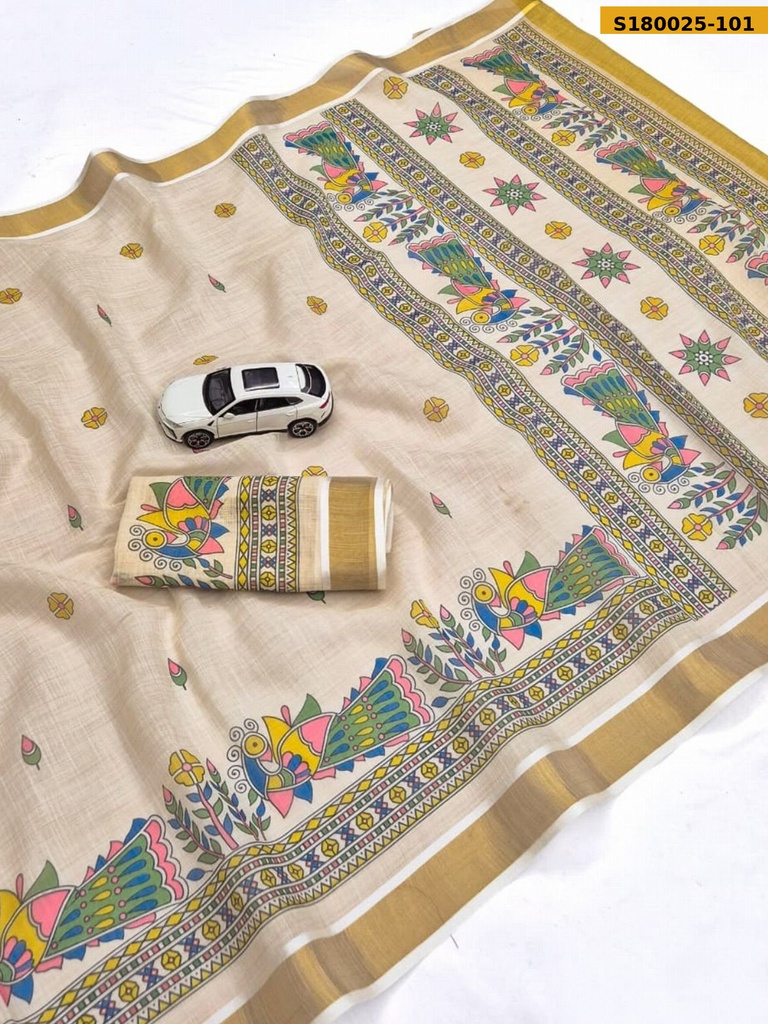 Fancy Linen Digital Print Saree