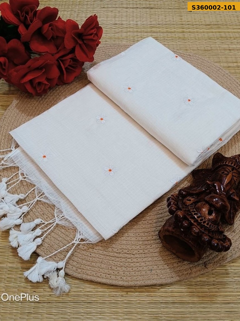Fancy Kota Cotton Flower Embroidery Saree