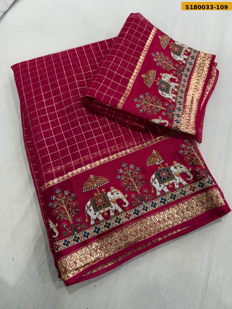 Fancy Viscose Georgette Checks Sarees