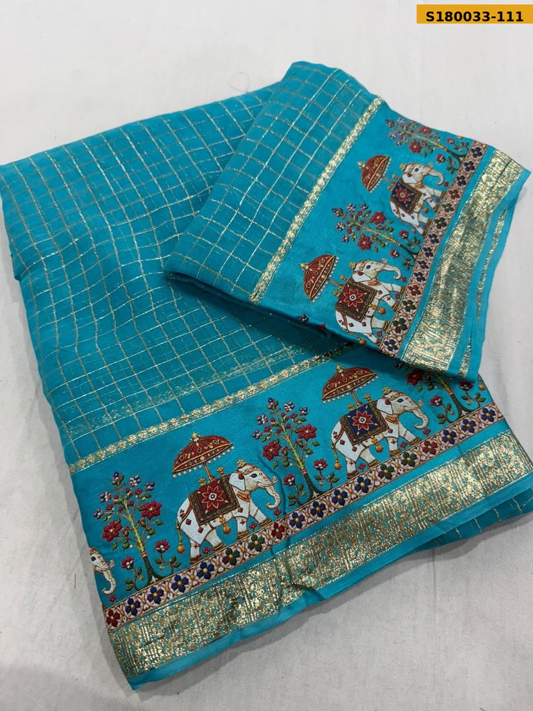 Fancy Viscose Georgette Checks Sarees