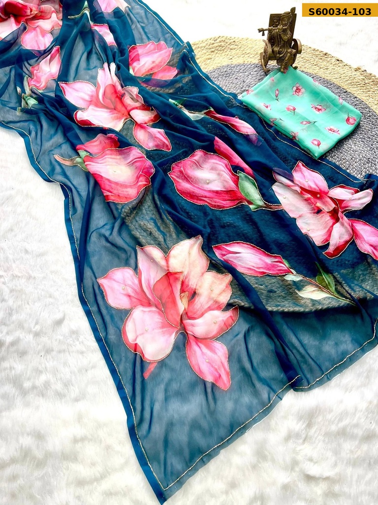 Fancy Georgette Handwork Saree