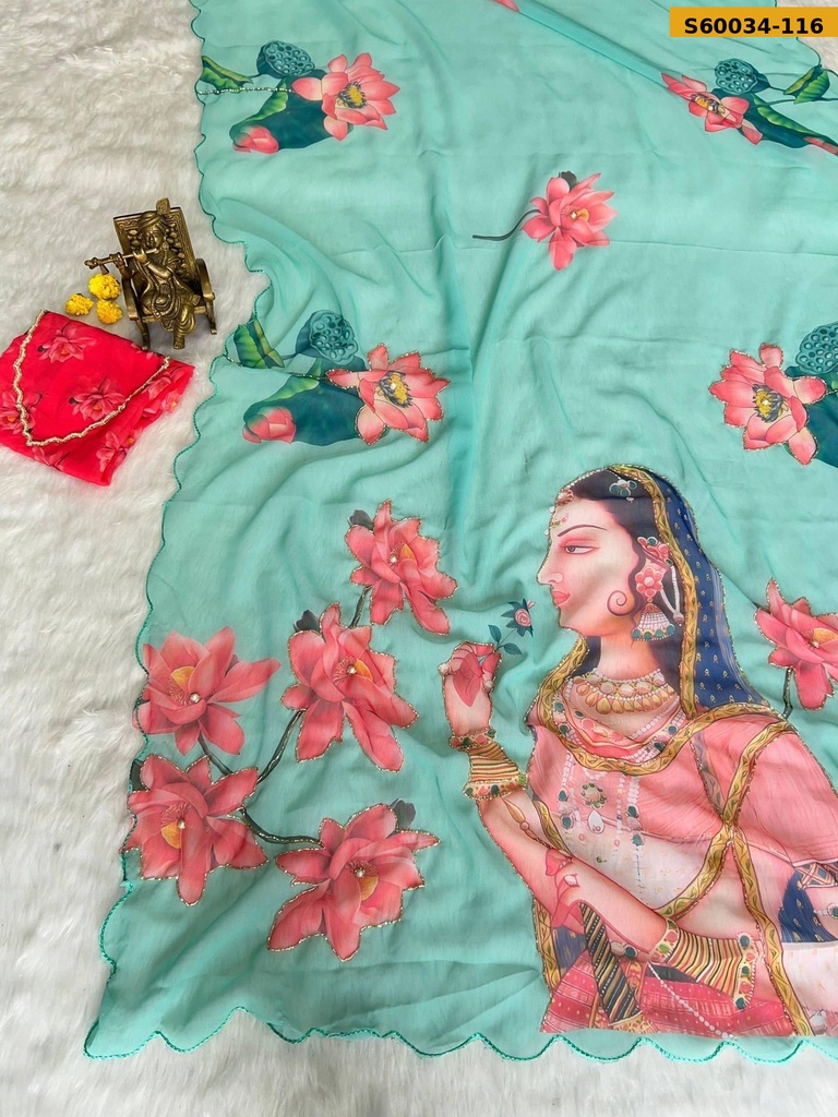 Fancy Georgette Handwork Saree
