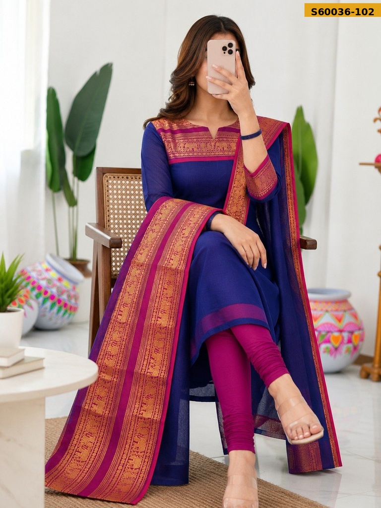 Fancy Kanchi Cotton Kurti WIth Dupatta