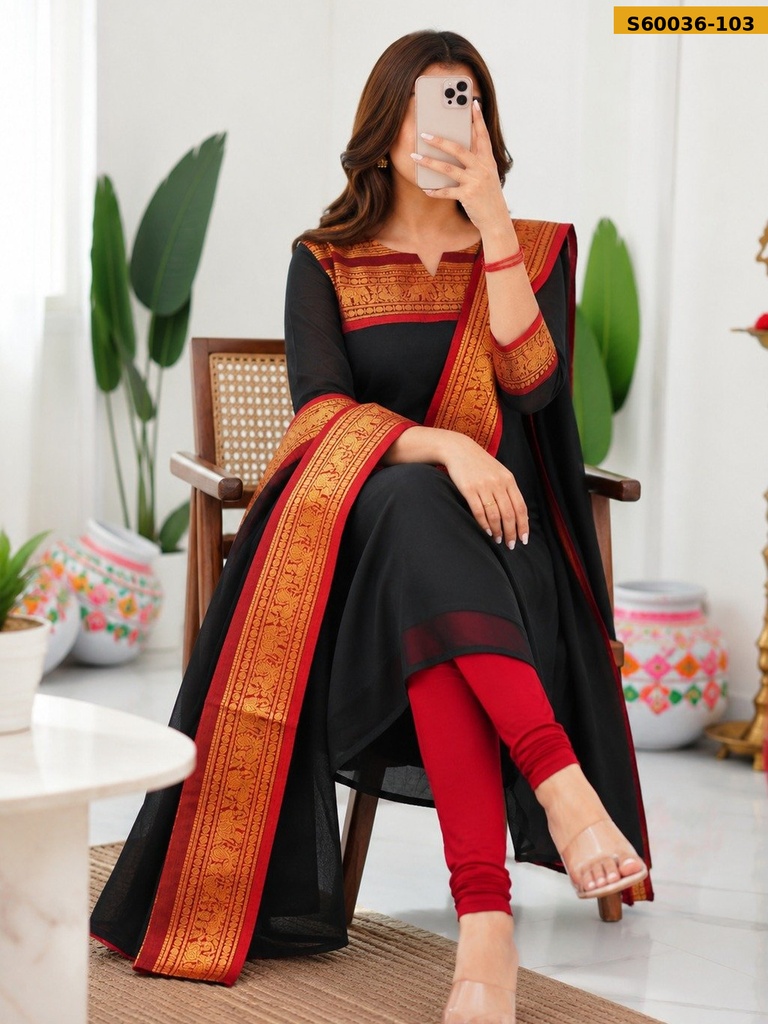 Fancy Kanchi Cotton Kurti WIth Dupatta