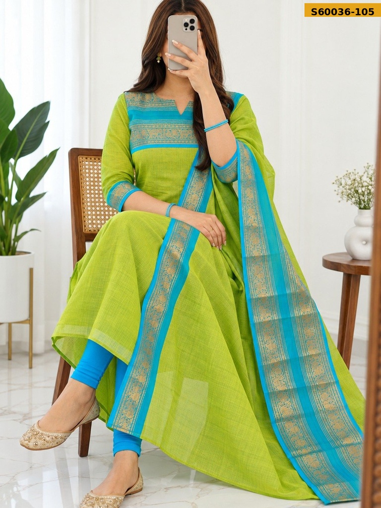 Fancy Kanchi Cotton Kurti WIth Dupatta