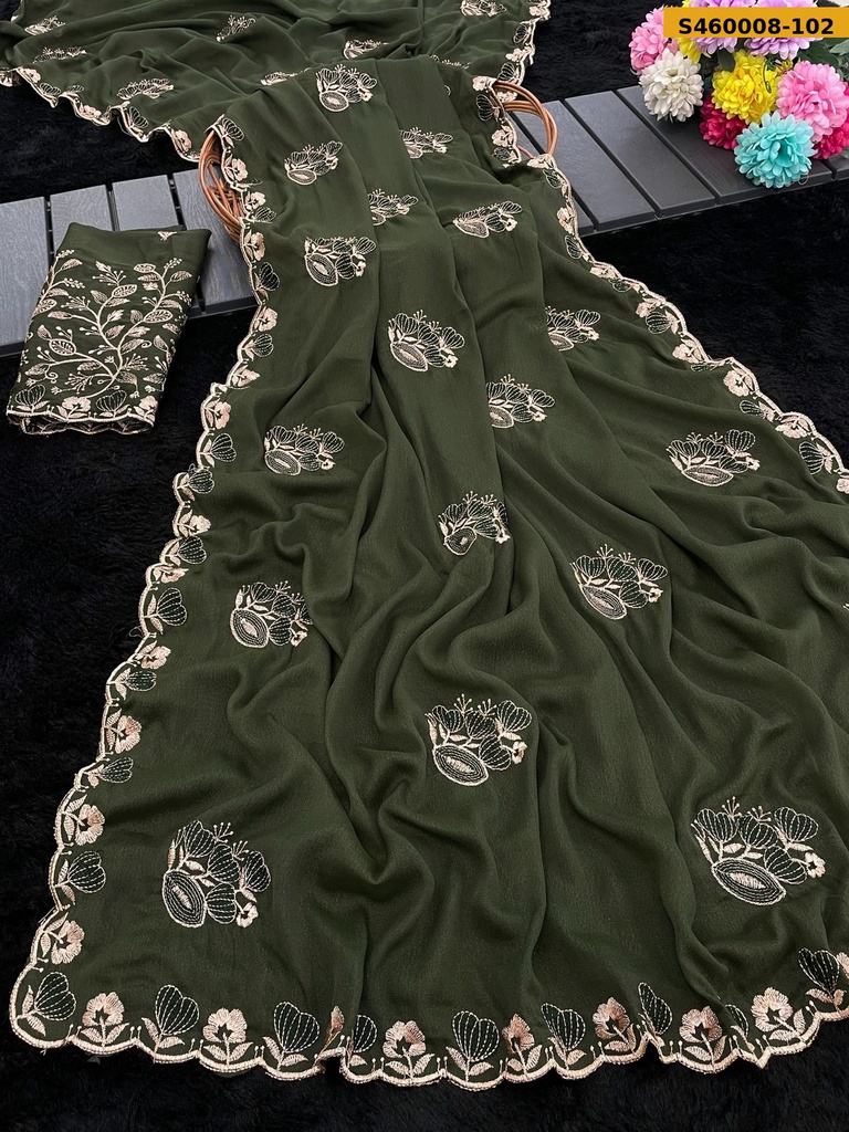 Fancy Georgette Embroidery Saree