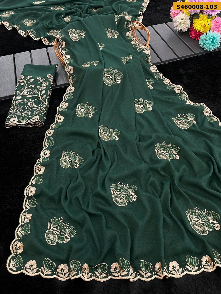 Fancy Georgette Embroidery Saree