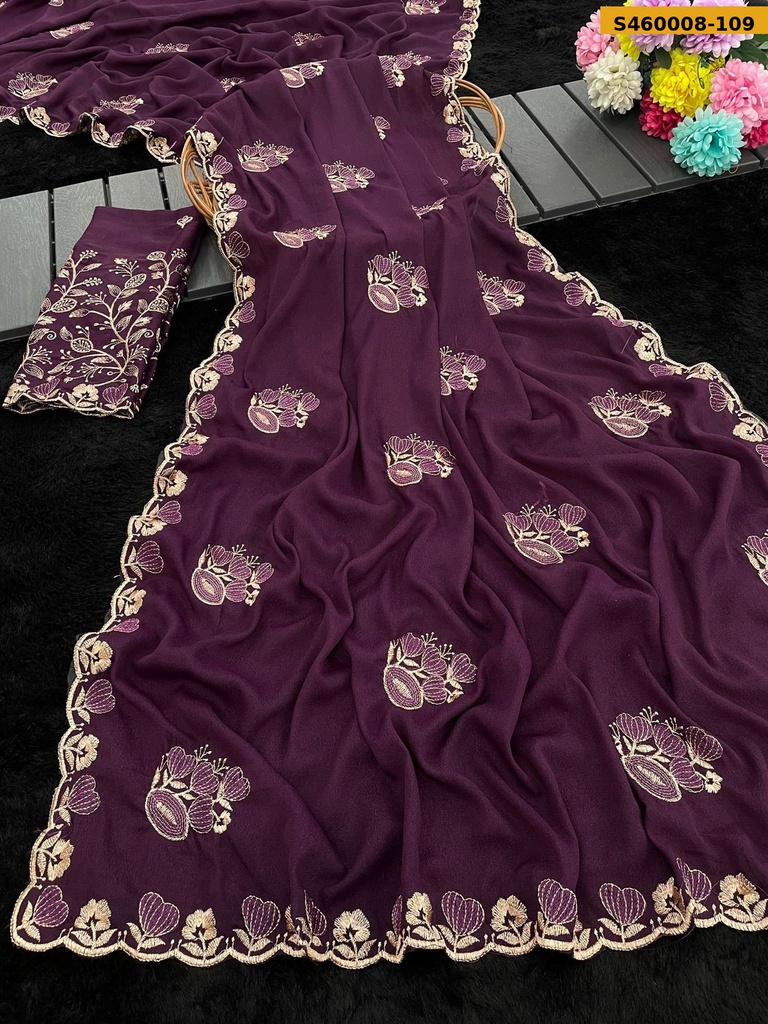 Fancy Georgette Embroidery Saree