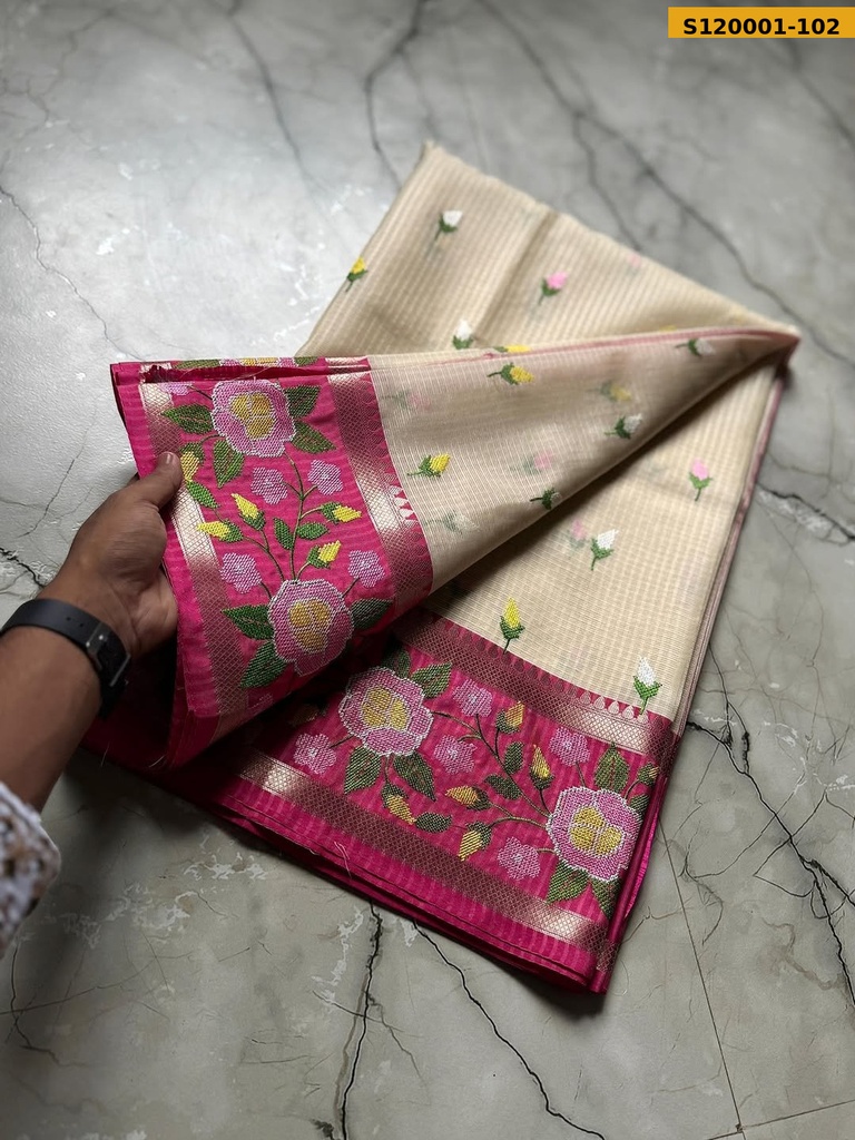 Banarasi kota chek embroidery Saree