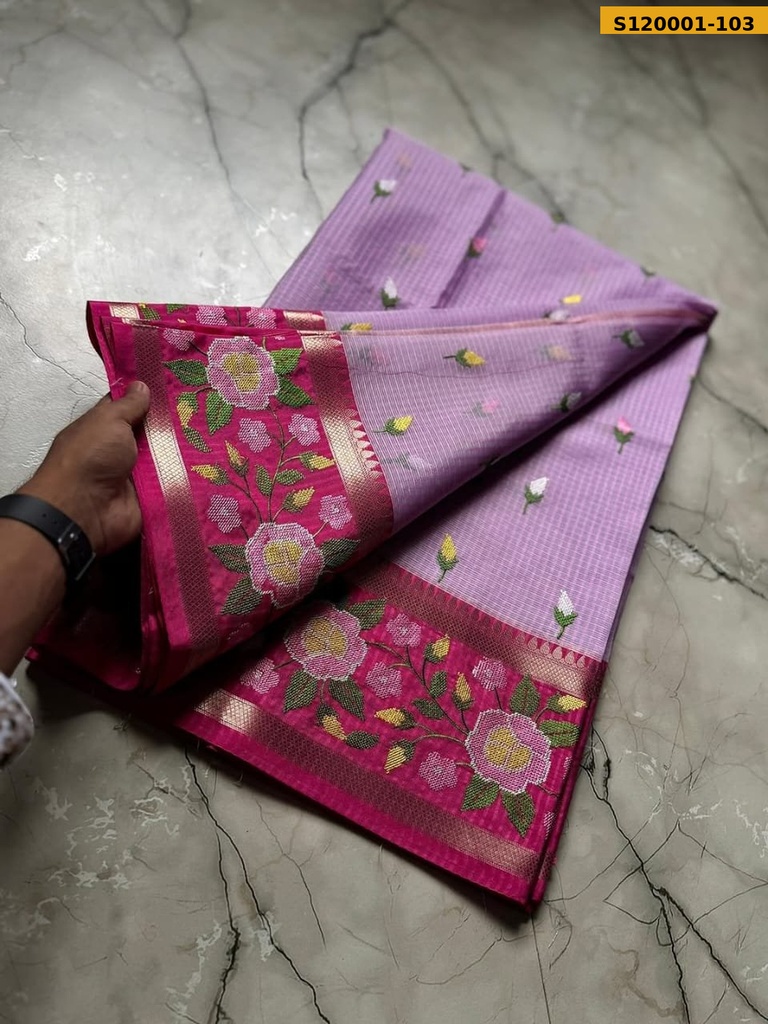 Banarasi kota chek embroidery Saree