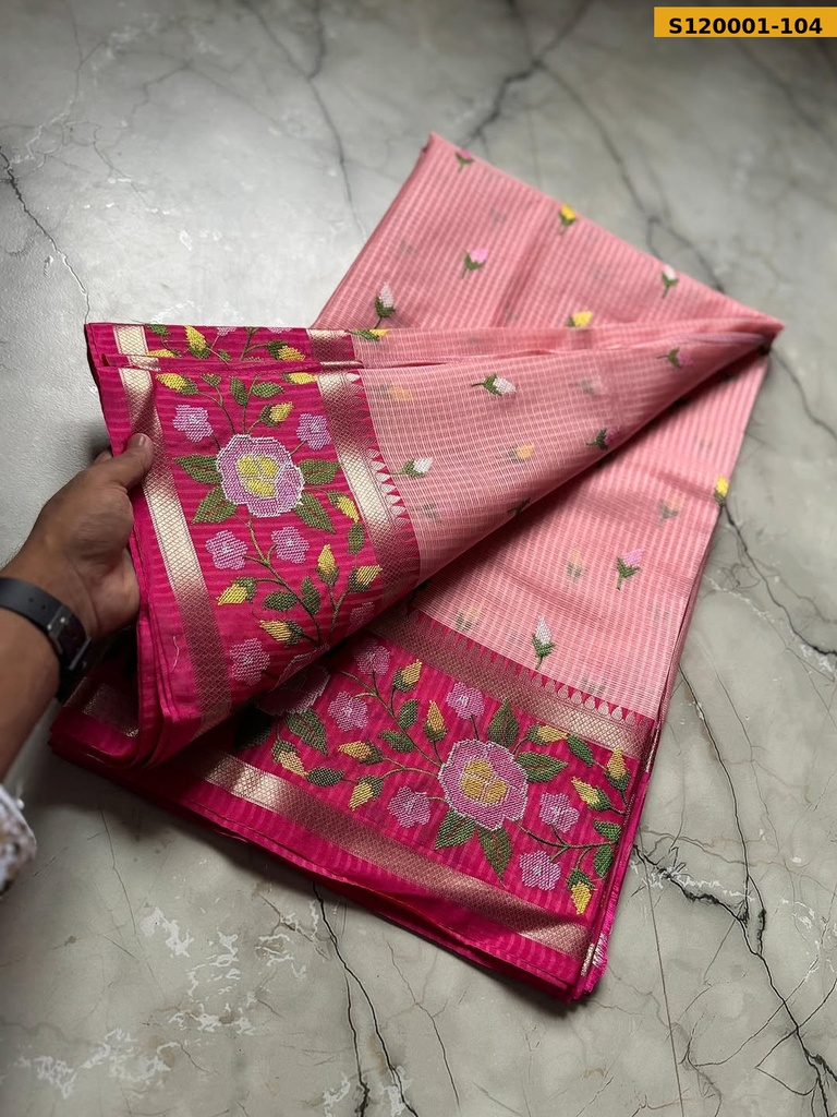 Banarasi kota chek embroidery Saree