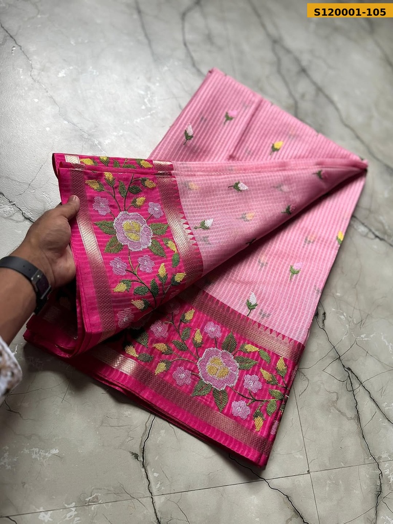 Banarasi kota chek embroidery Saree
