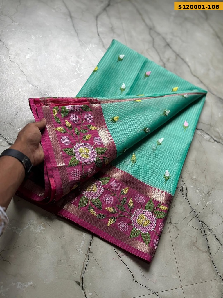 Banarasi kota chek embroidery Saree