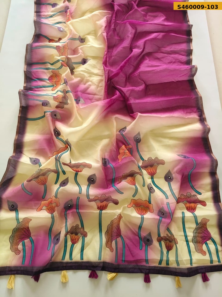 Fancy Chanderi Cotton Digital Print Saree