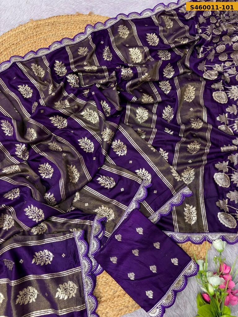 Fancy  Soft Russian Silk Saree