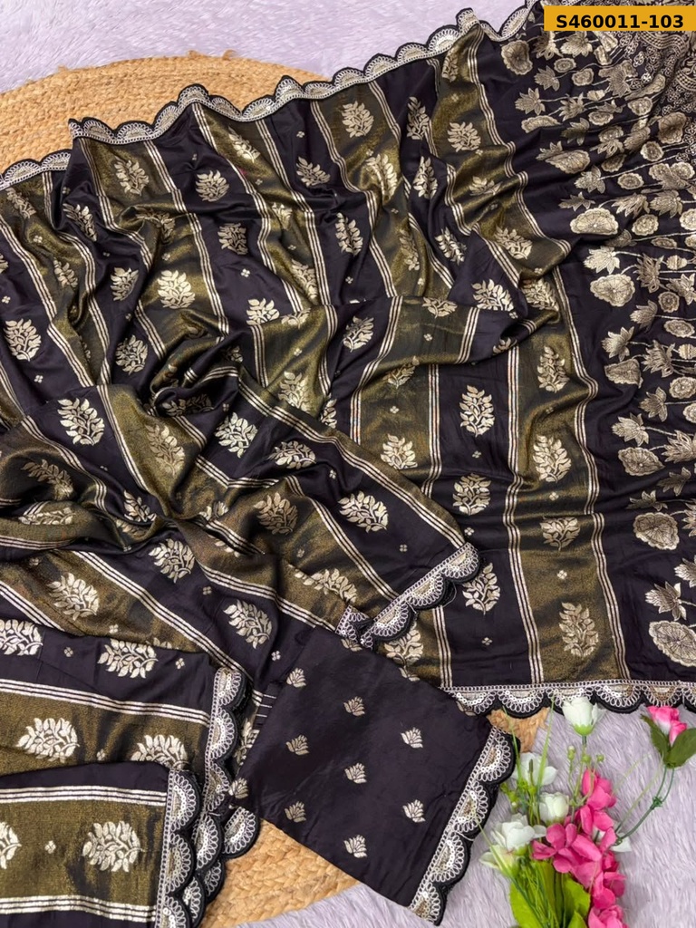 Fancy  Soft Russian Silk Saree