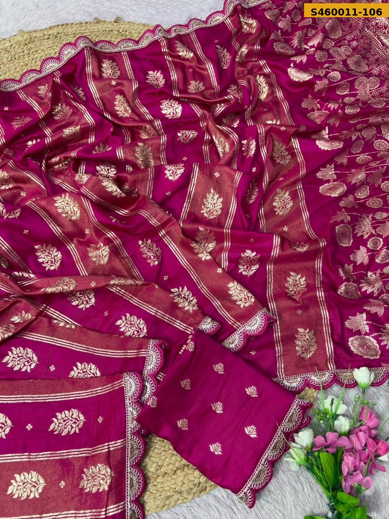 Fancy  Soft Russian Silk Saree
