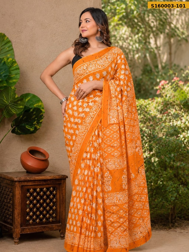 [S160003-101] Fancy Mulmul Cotton Saree (S160003-101)