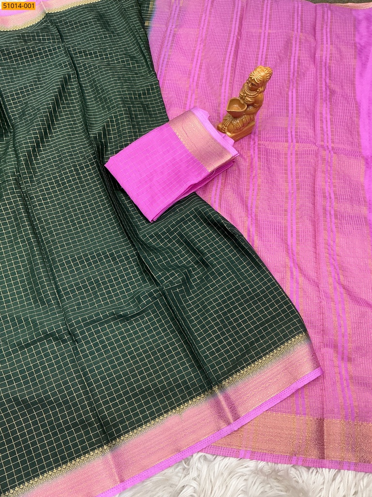 Mysore Crepe Silk Checked Saree