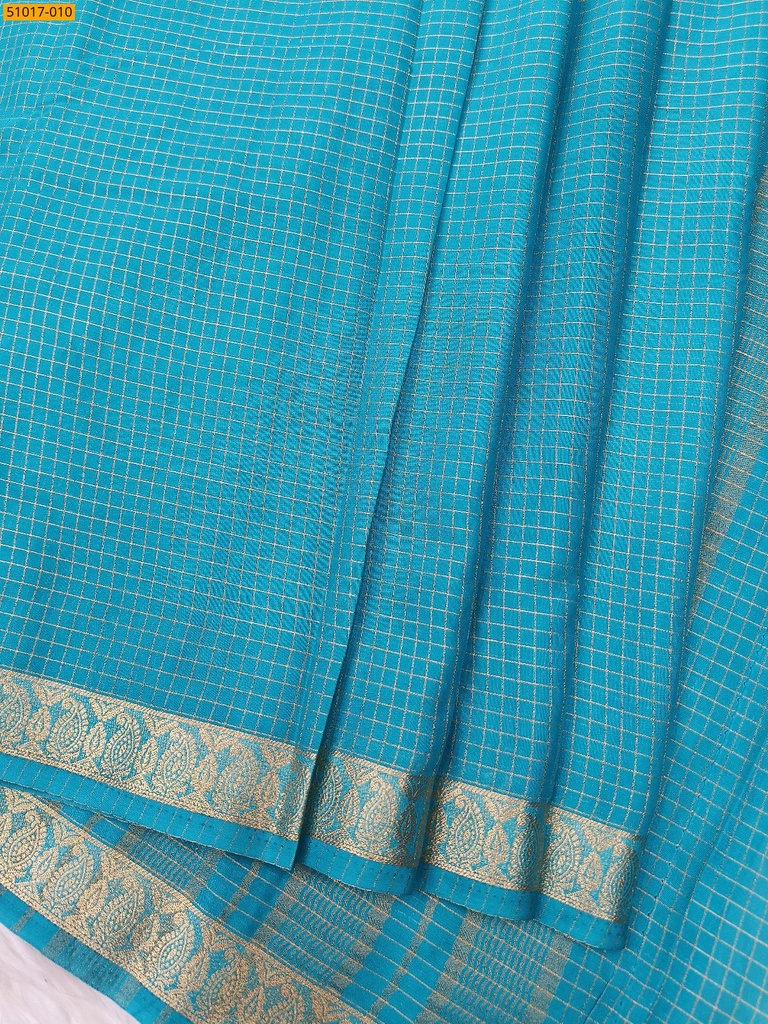 Fancy Mysore Crepe Silk Checked  Saree
