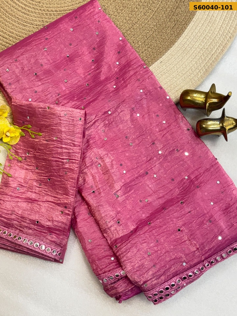 Fancy Soft Gold Crush Silk Saree