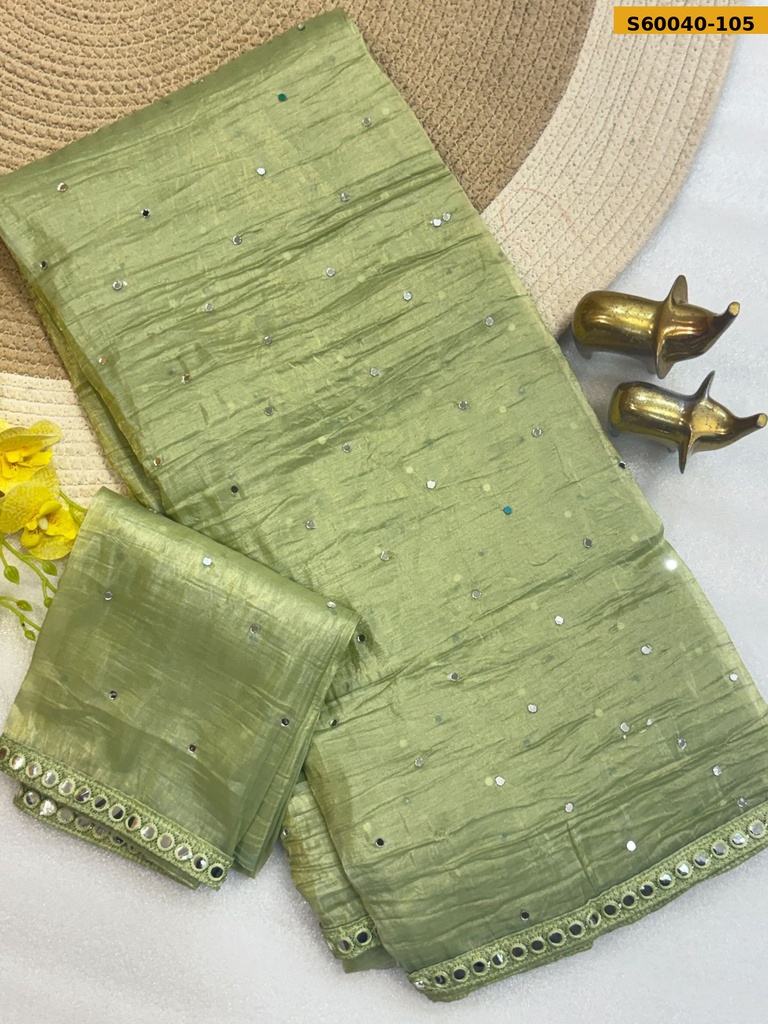 Fancy Soft Gold Crush Silk Saree