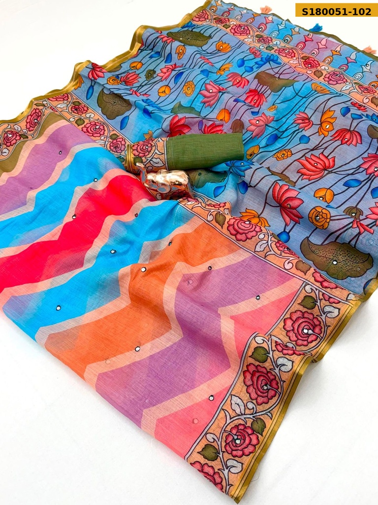 Fancy Linen Cotton Saree