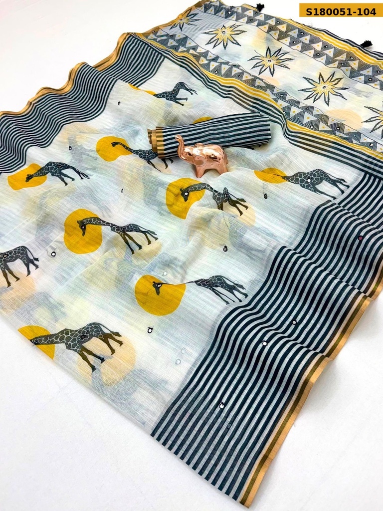 Fancy Linen Cotton Saree