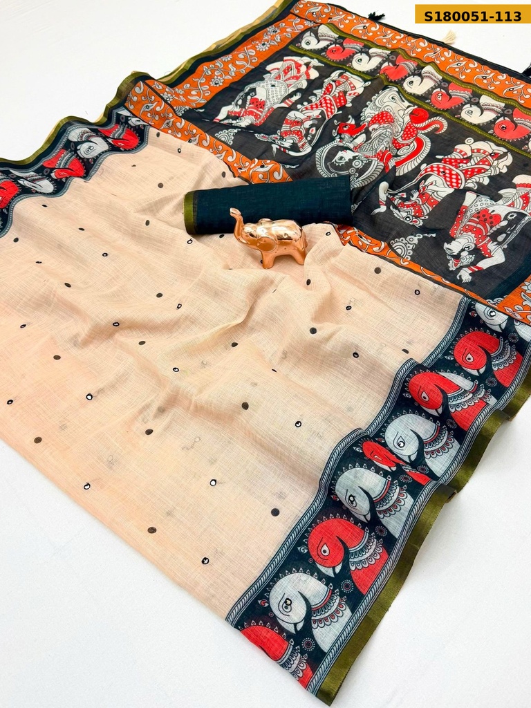 Fancy Linen Cotton Saree