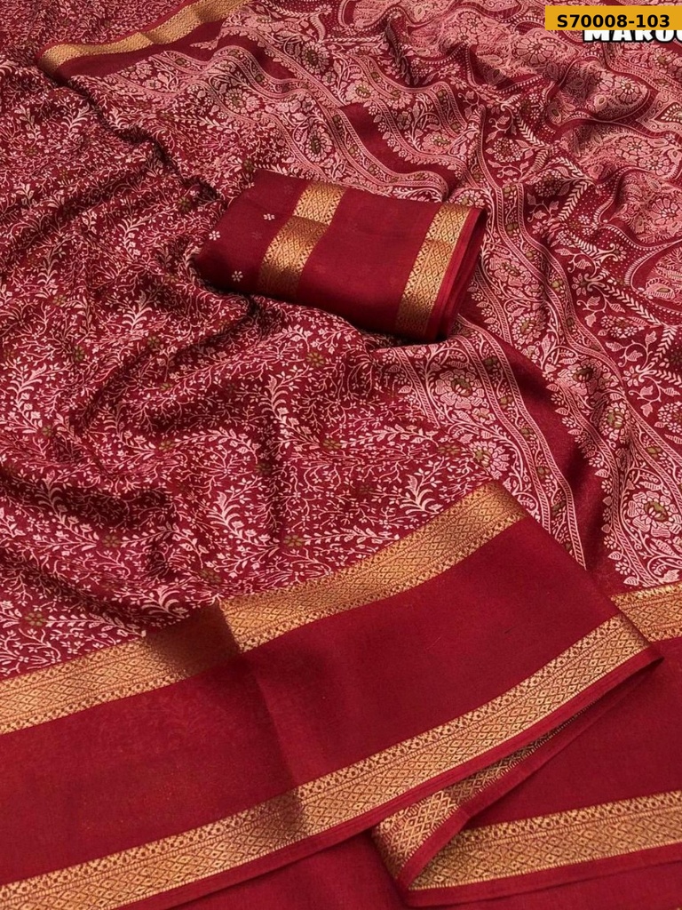 Fancy Dull Moss Chiffon Saree