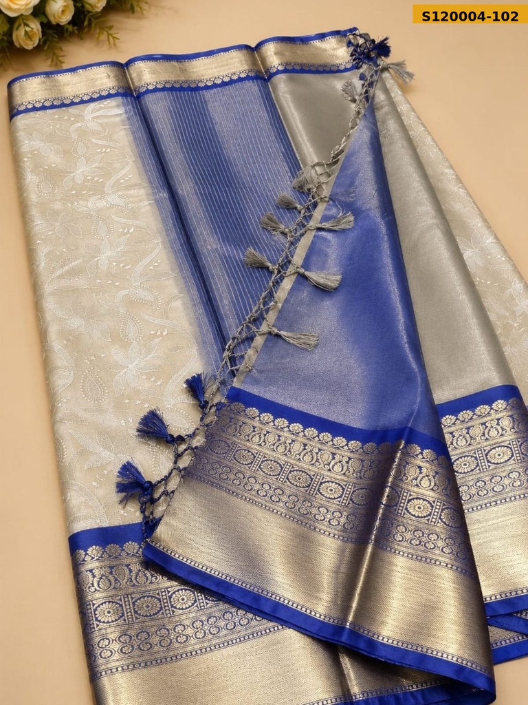 Banarsi kaanchi border tissue embroidery Saree