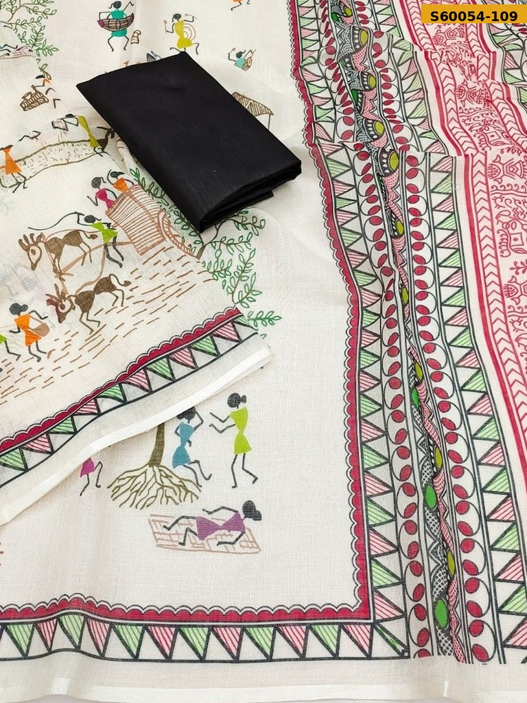 Fancy Soft Linen Cotton Saree