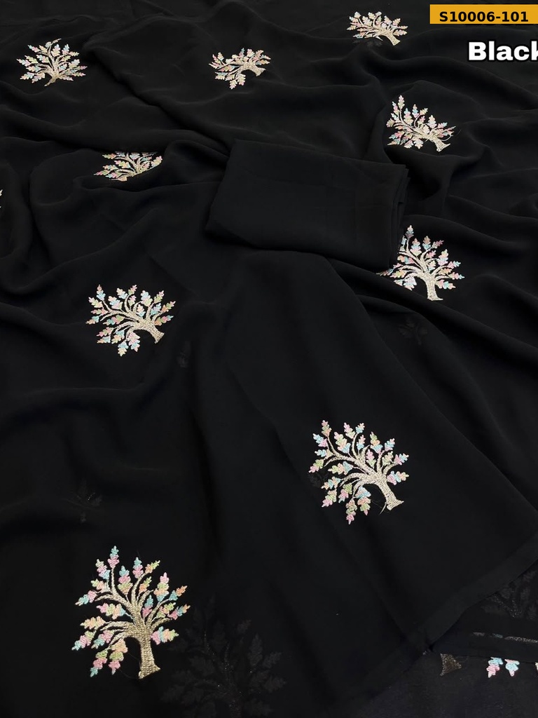 [S10006-101] Fancy Faux Georgette  Saree (S10006-101)