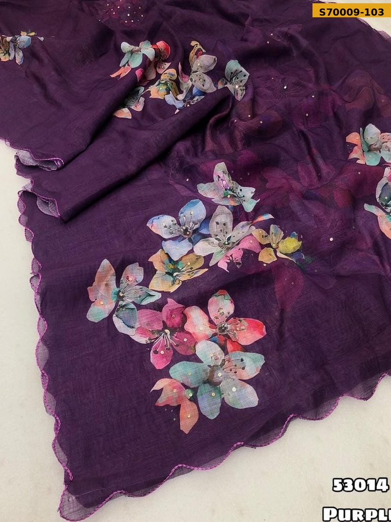 Fancy Soft Linen Saree
