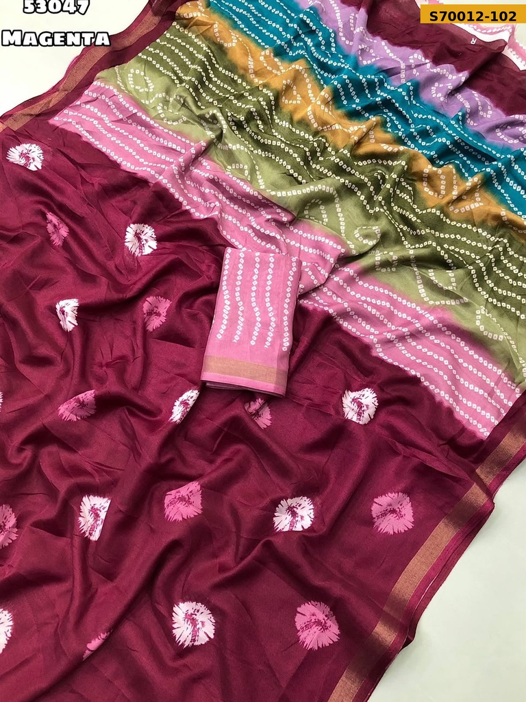 Fancy Soft Mul Cotton Bandani Print Saree