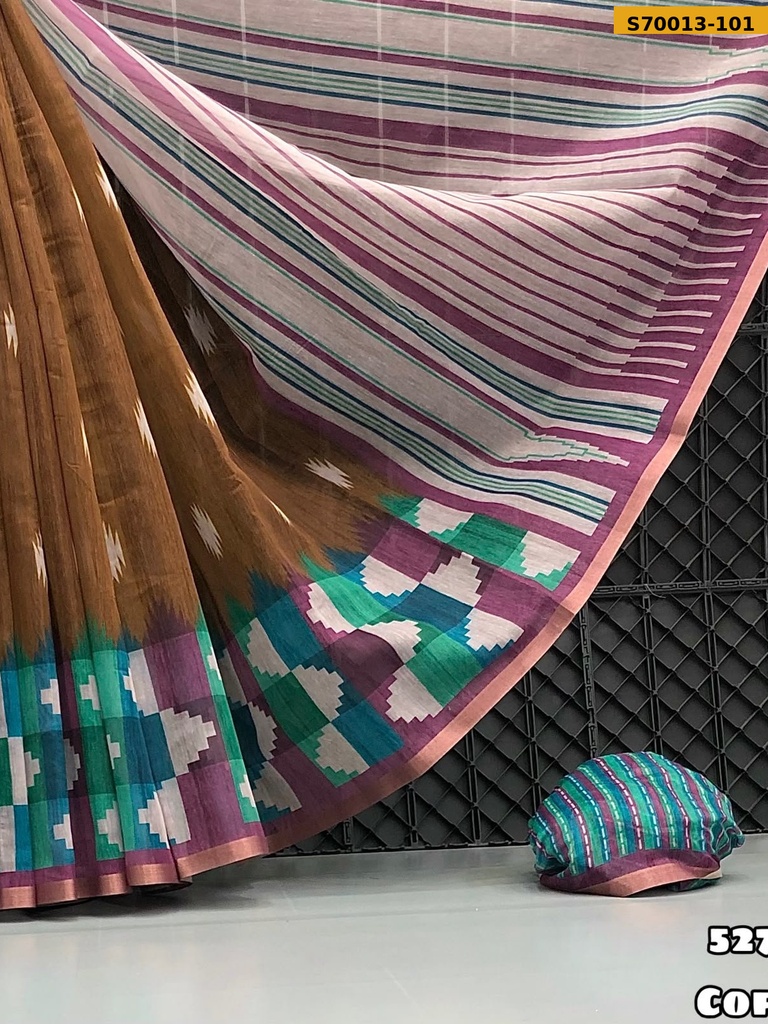 Fancy Soft Chanderi Ikkat Printed Saree
