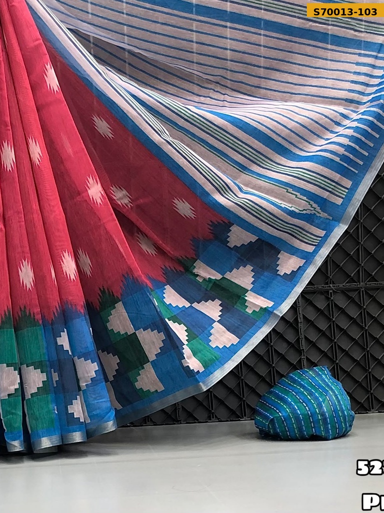Fancy Soft Chanderi Ikkat Printed Saree