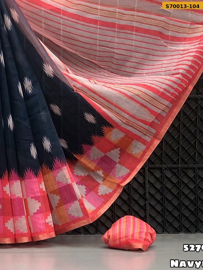Fancy Soft Chanderi Ikkat Printed Saree
