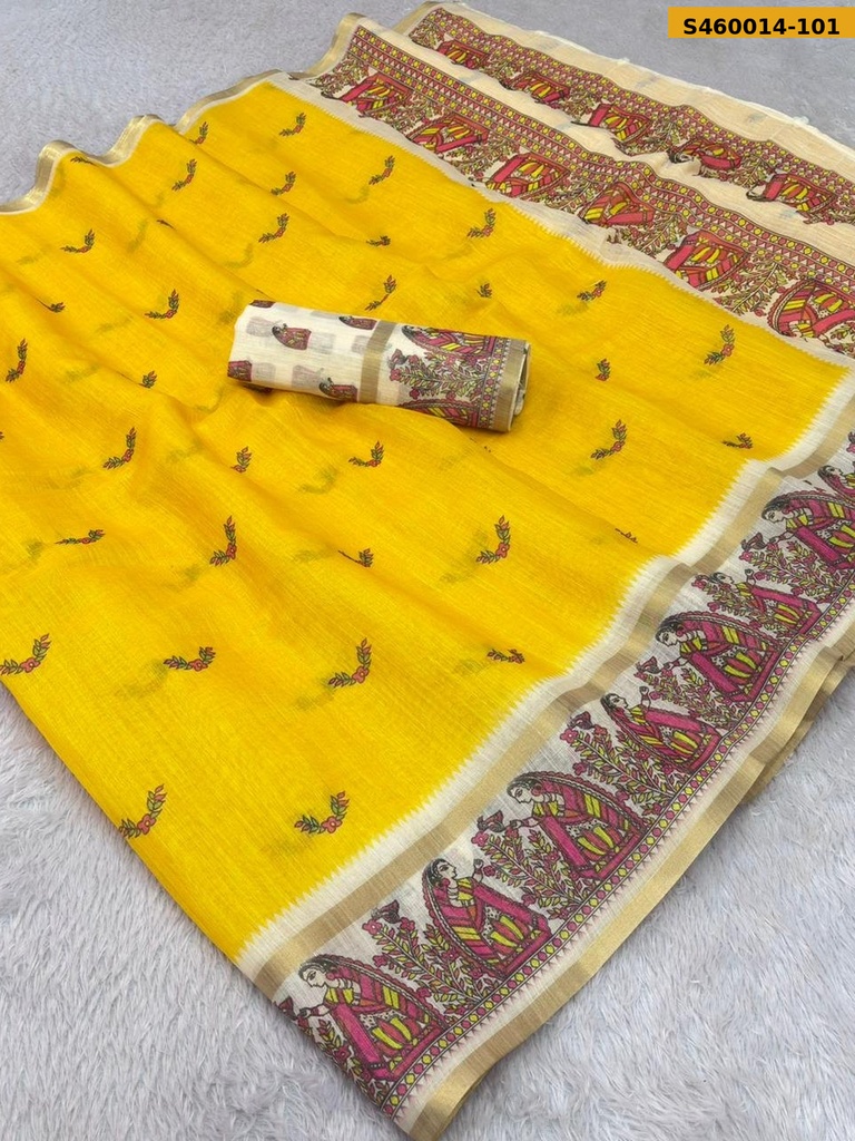 Fancy Soft Linen Cotton Saree