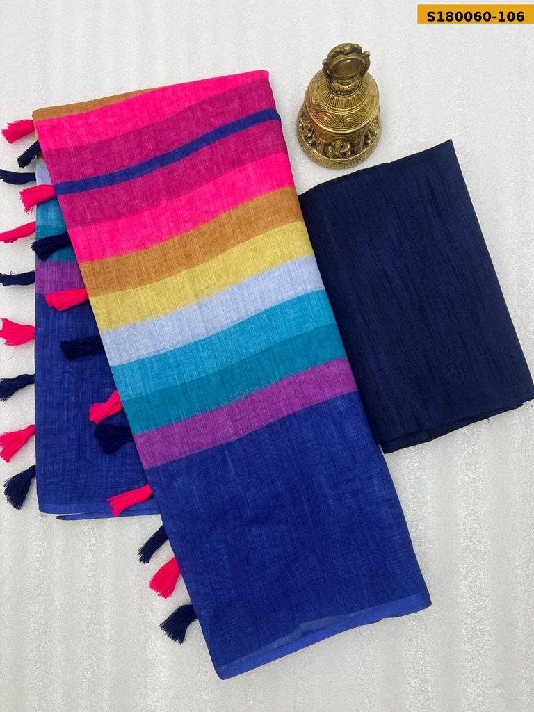 Fancy Linen Rainbow Saree