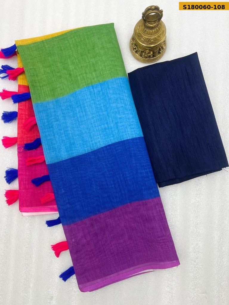 Fancy Linen Rainbow Saree