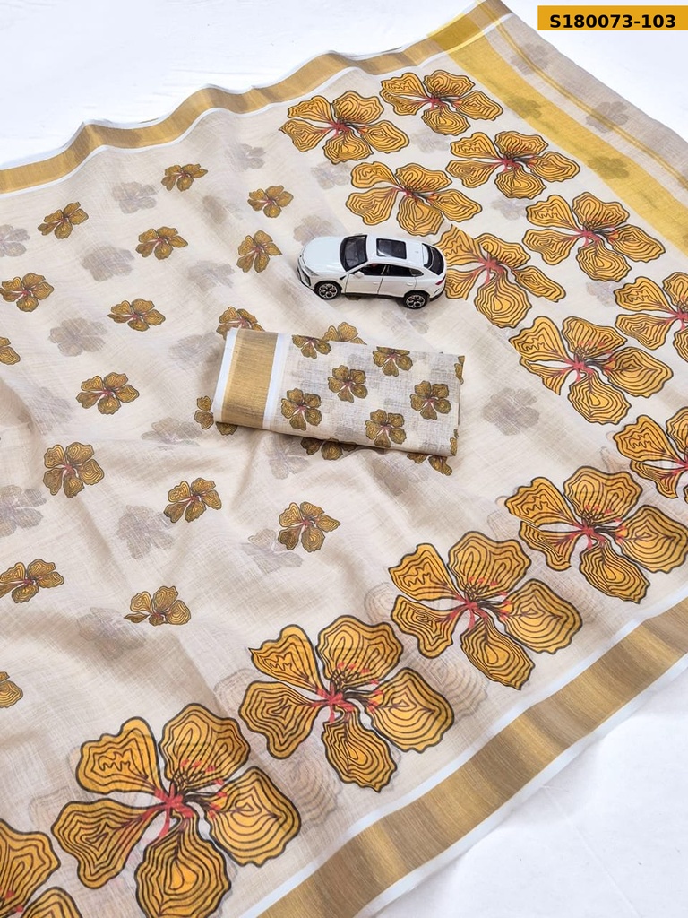 Fancy Linen Digital Printed Saree