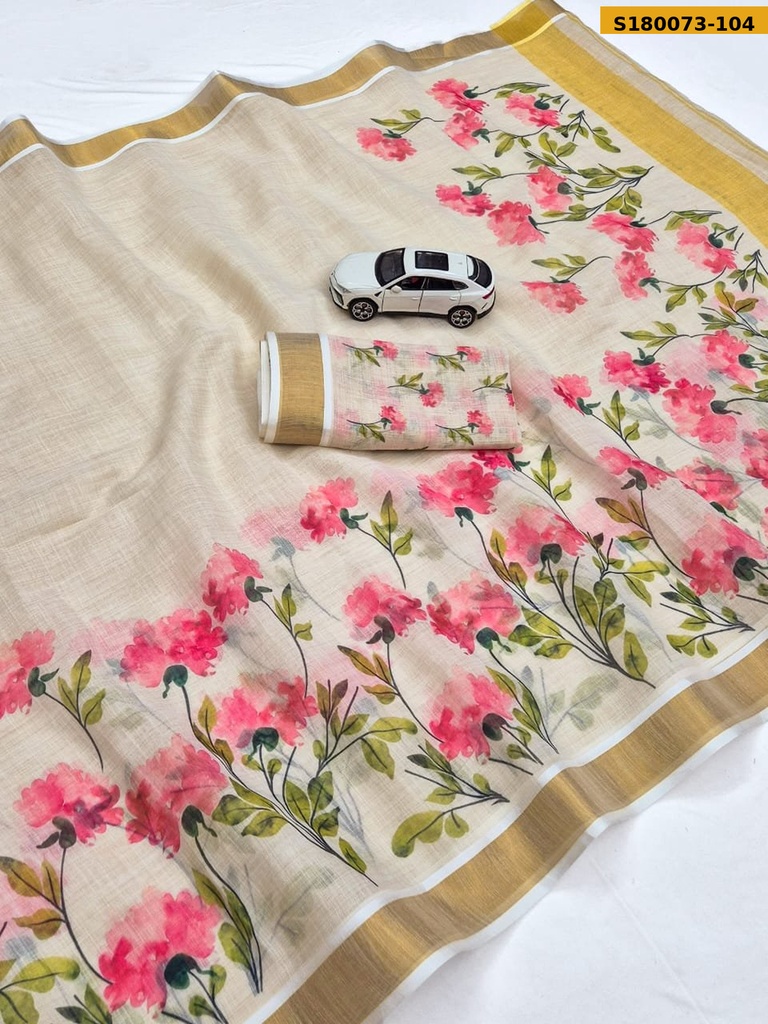 Fancy Linen Digital Printed Saree