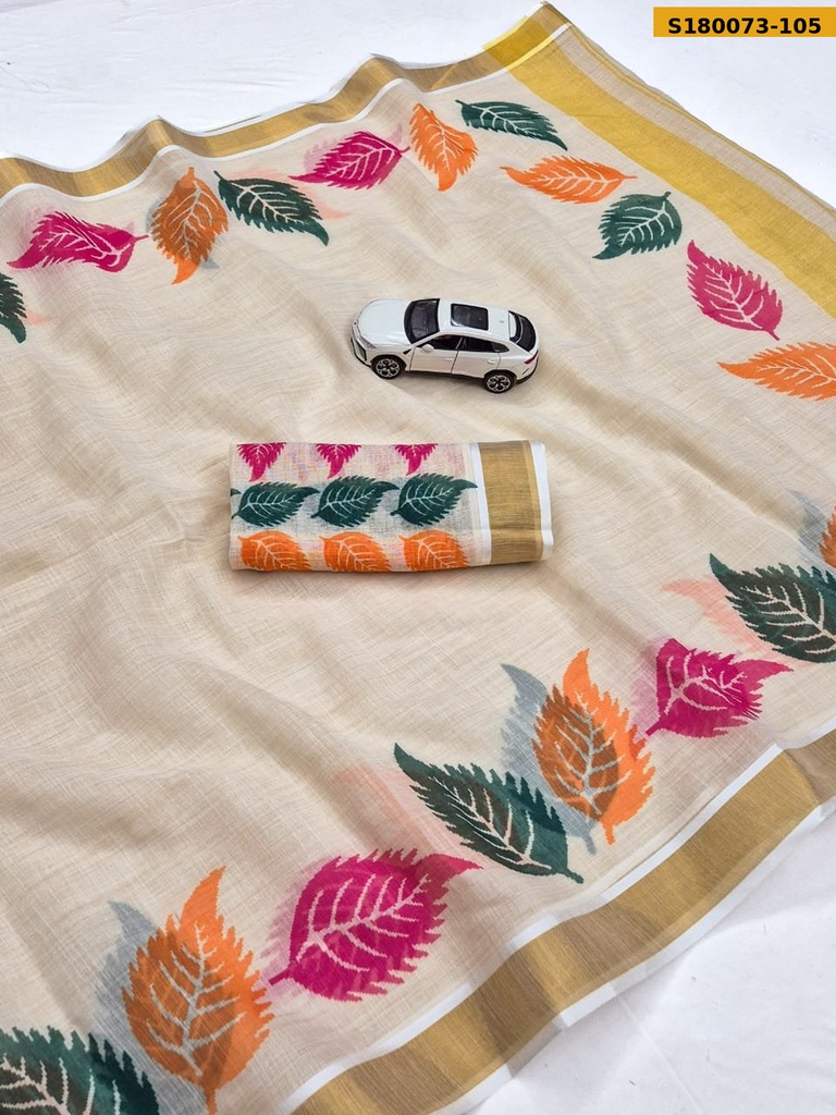 Fancy Linen Digital Printed Saree