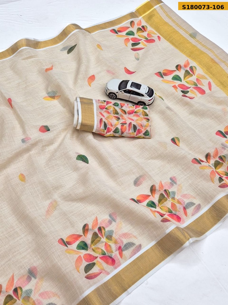 Fancy Linen Digital Printed Saree