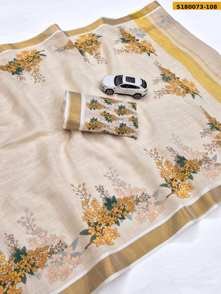 Fancy Linen Digital Printed Saree